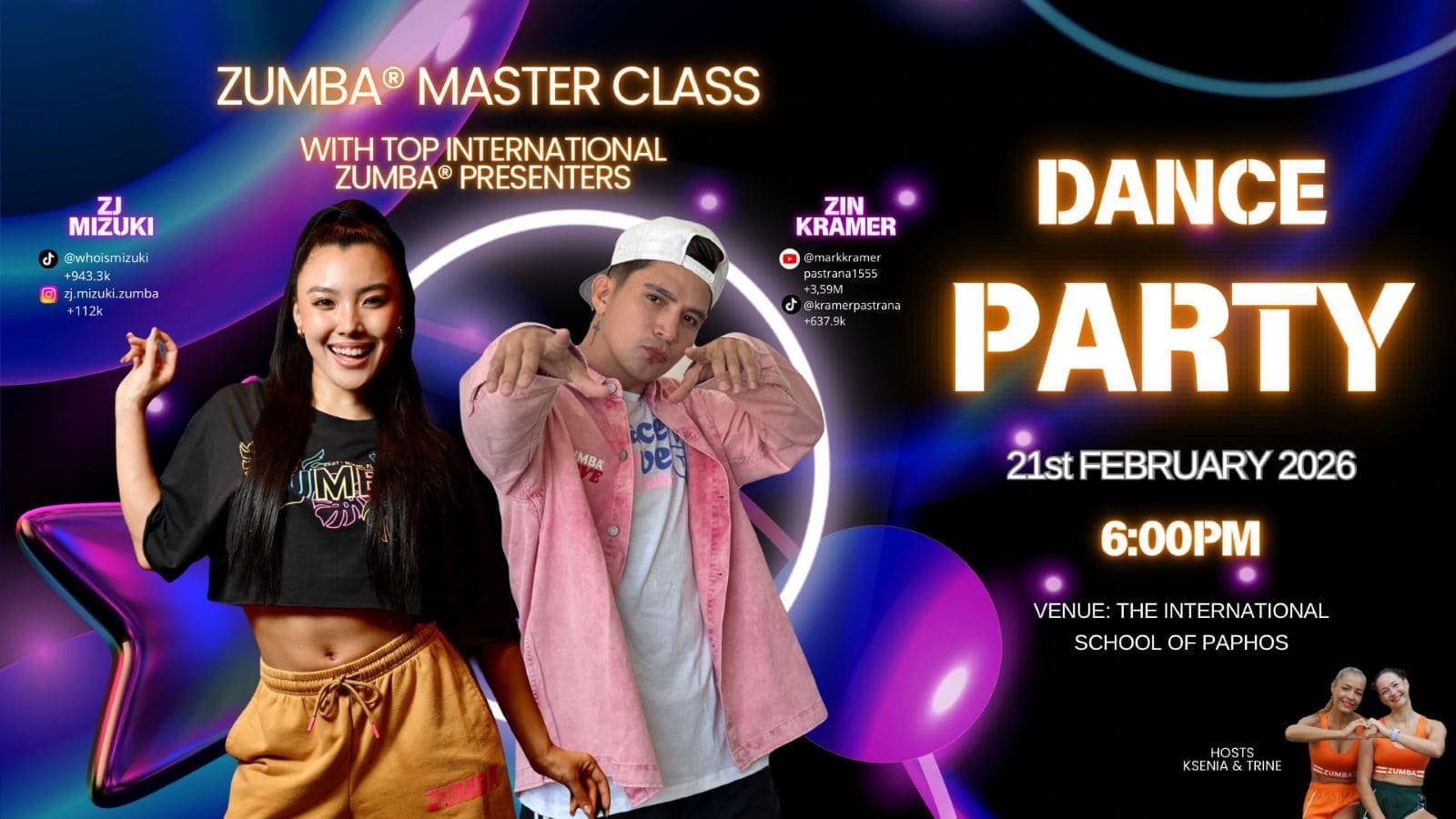 Zumba Masterclass and Dance Party with Mark Kramer & Mizuki